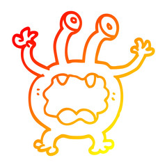 warm gradient line drawing cartoon monster