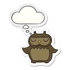 cartoon owl and thought bubble as a printed sticker