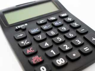calculator on white background close up
