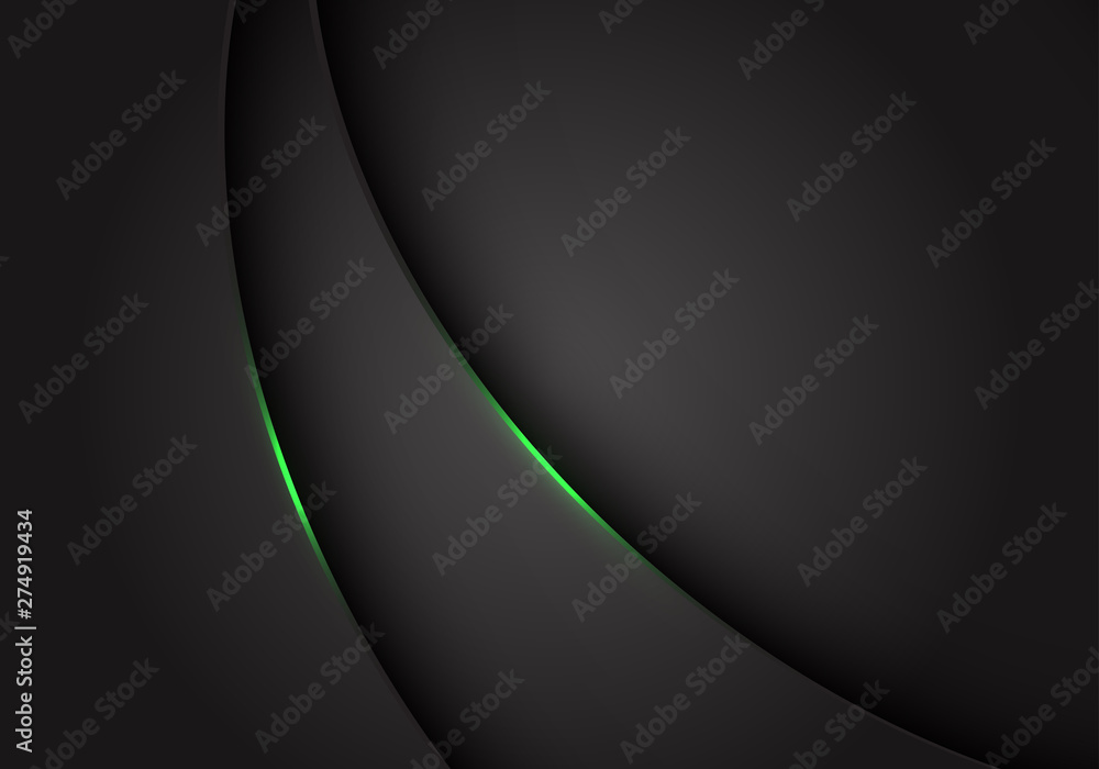 Poster abstract green light on dark grey grey metallic curve overlap with blank space design modern futuris