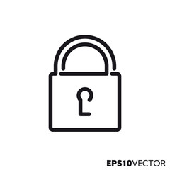 Closed lock vector line icon