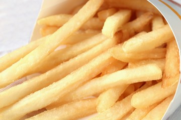 close-up French Fries in a paper box