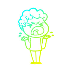 cold gradient line drawing cartoon furious man