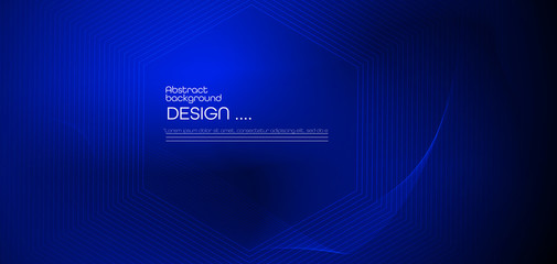 Fototapeta premium Vector illustration smooth lines in dark blue color background. Hi tech digital technology concept. Abstract futuristic, shiny lines background