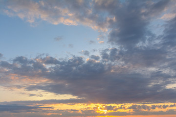 Clouds lit by the setting sun.