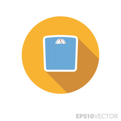 Bathroom scales flat design long shadow color vector icon