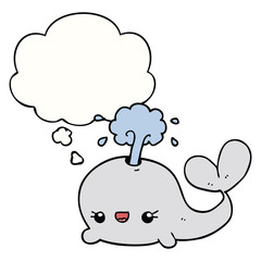 cute cartoon whale and thought bubble