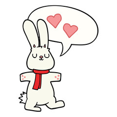 cartoon rabbit in love and speech bubble