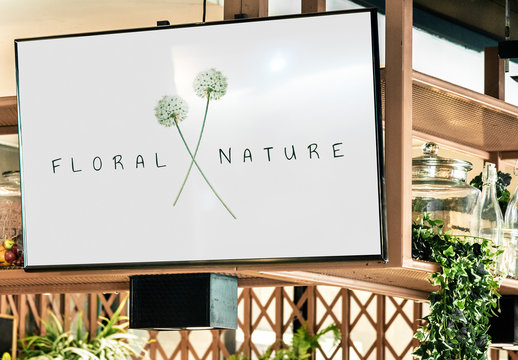 TV Screen Mockup in a Restaurant with Plants