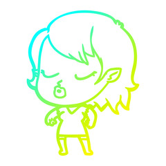 cold gradient line drawing cute cartoon vampire girl