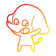 warm gradient line drawing cute cartoon elephant