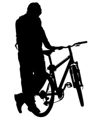 Sport people whit bike on white background