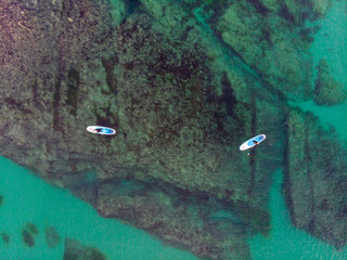 Paddle boarding, SUP, Aerial Bird's eye view