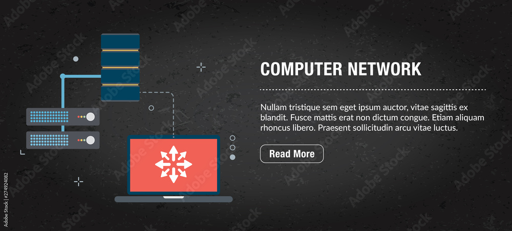 Poster computer network banner internet with icons in vector