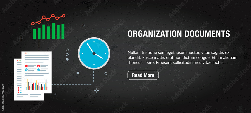 Wall mural organization document banner internet with icons in vector.