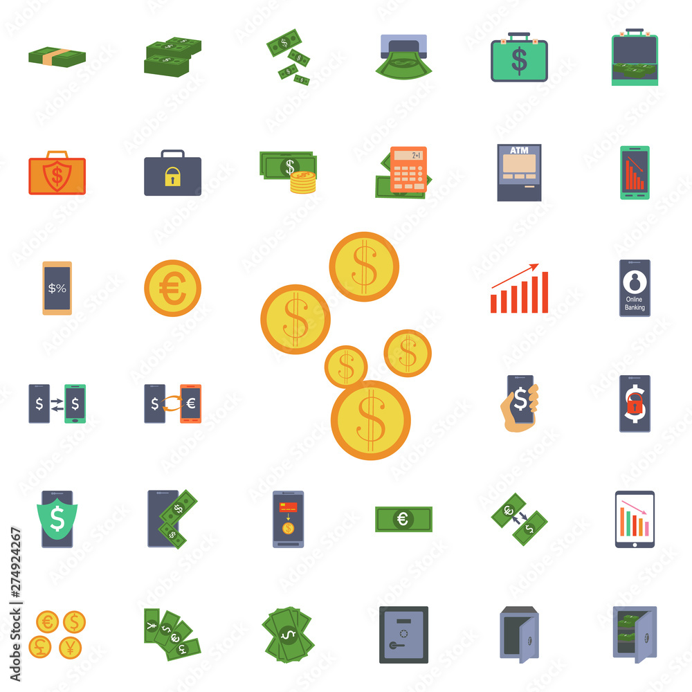 Poster cash coins icon. universal set of banking for website design and development, app development