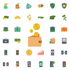 Pennies and a purse icon. Universal set of banking for website design and development, app development