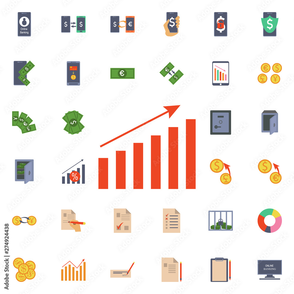 Poster growth chart icon. universal set of banking for website design and development, app development