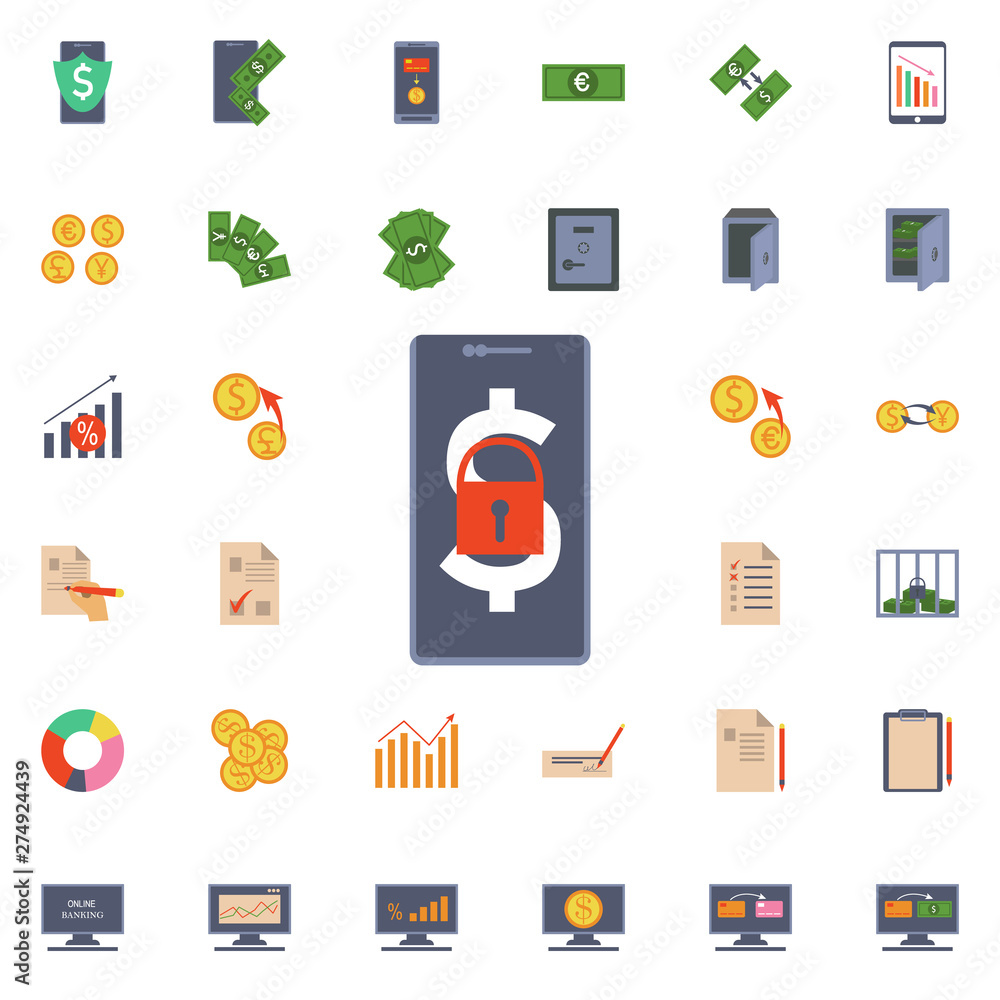 Poster lock in a mobile bank icon. universal set of banking for website design and development, app develop