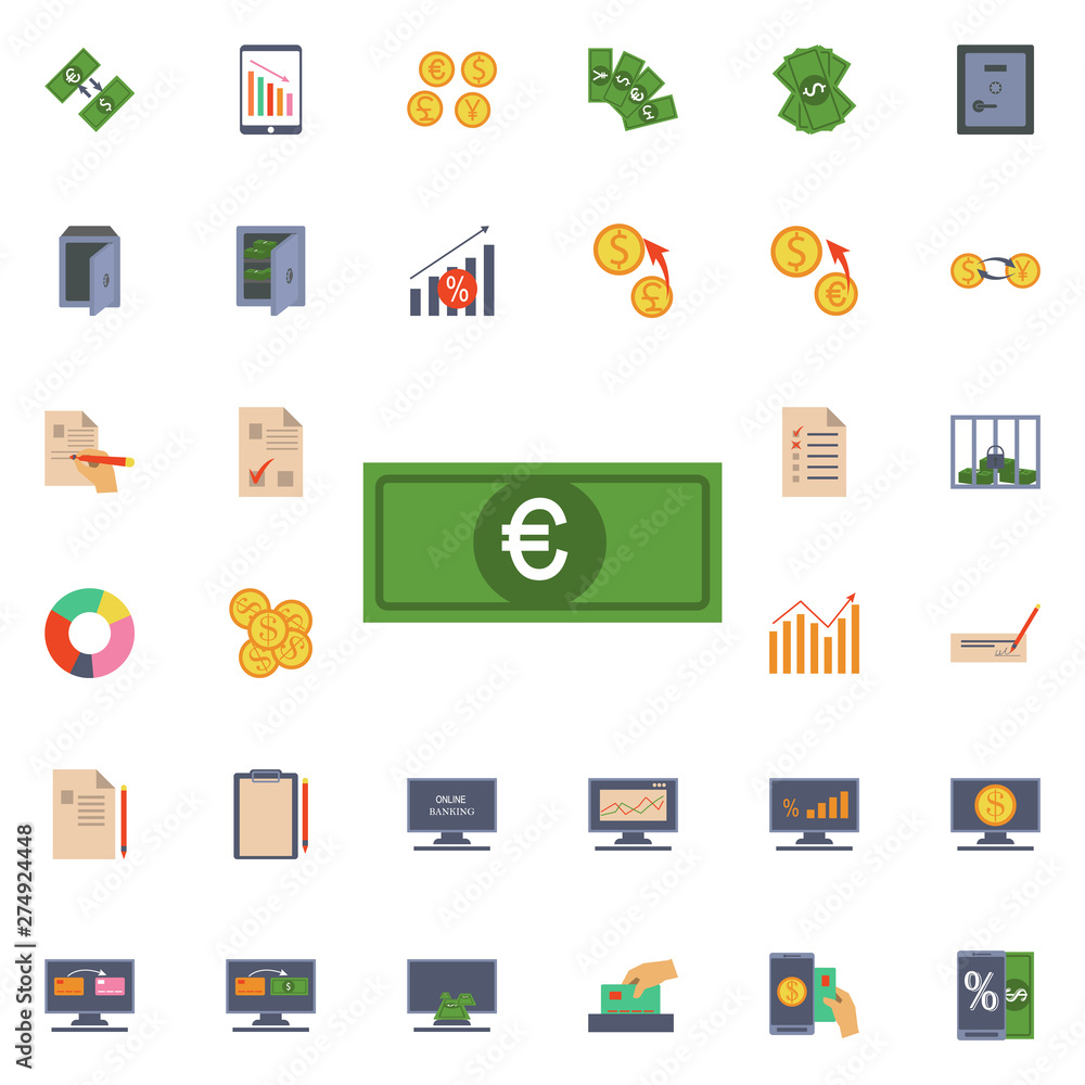 Poster euro banknote icon. universal set of banking for website design and development, app development