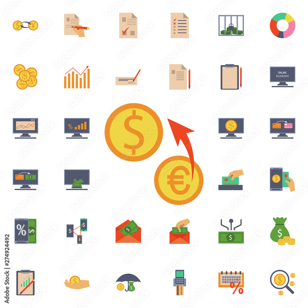 Poster euro exchange dollar icon. universal set of banking for website design and development, app developm