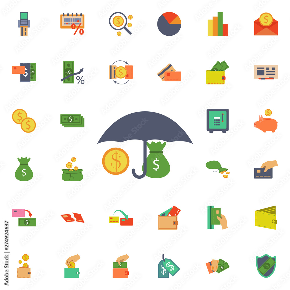 Poster hand holds a coin icon. universal set of banking for website design and development, app development