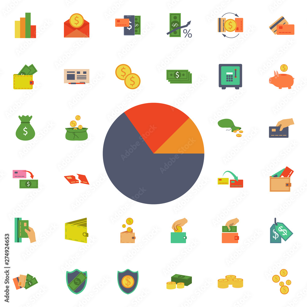 Poster pie chart icon. universal set of banking for website design and development, app development