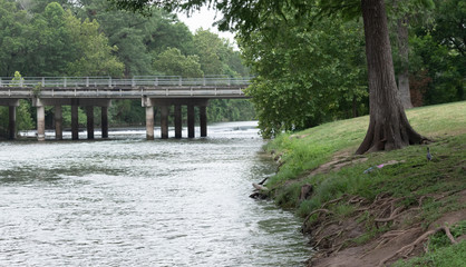 Bridge over rapid water river
