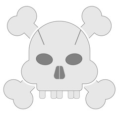 flat icon of a human skull without teeth with two bones