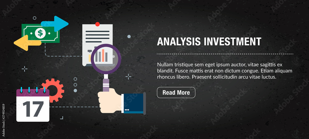 Wall mural analysis investment banner internet with icons in vector.