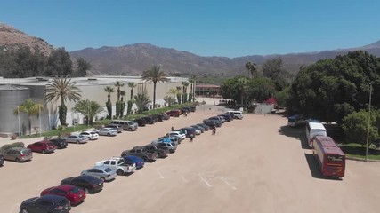 Drone shot of a winery oasis in the desert in the US borderlands