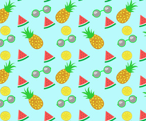 summer party pattern in sunglasses with papaya