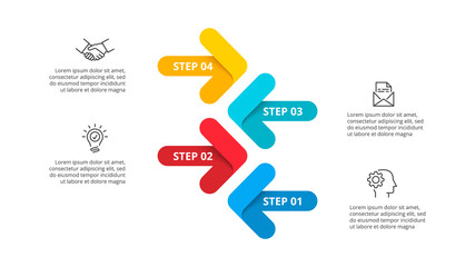 Vector arrows infographic presentation template with 4 options, steps or parts