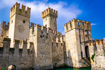 Castello Scaligero Di Sirmione (Sirmione Castle), from 14th  Century at Lake Garda, Sirmione, Italy