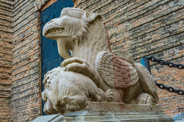 Griffin at entrance to St. Justina Basilica, Padua, Italy