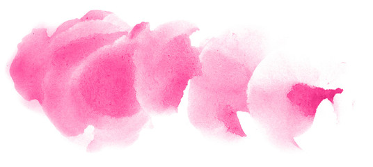 Abstract watercolor background hand-drawn on paper. Volumetric smoke elements. Pink color. For design, web, card, text, decoration, surfaces.