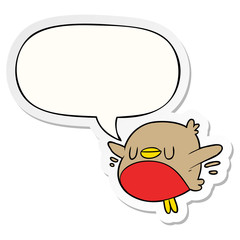 cute cartoon christmas robin and speech bubble sticker