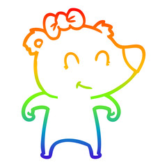 rainbow gradient line drawing female bear cartoon