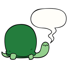 cute cartoon tortoise and speech bubble