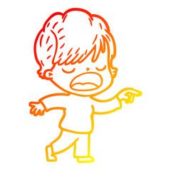 warm gradient line drawing cartoon woman talking