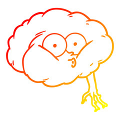 warm gradient line drawing cartoon impressed brain