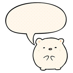 cute cartoon polar bear and speech bubble in comic book style
