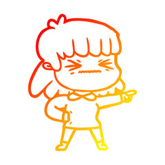 warm gradient line drawing cartoon woman