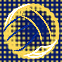 Stylized illustration hand drawing of a volleyball with a halftone background. Sport vector