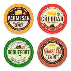 Obraz premium Vector cheese round labels and icons