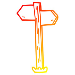 warm gradient line drawing cartoon sign posts