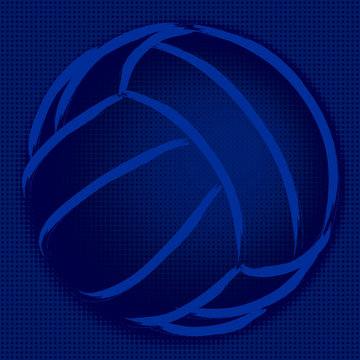 Stylized illustration hand drawing of a volleyball with a halftone background. Sport vector