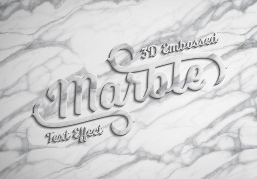 3D Embossed Marble Text Effect Mockup