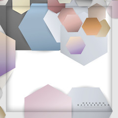 abstract vector hexagon background with color stone and brick gradient and shadow