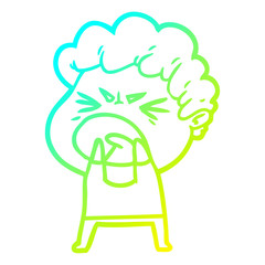 cold gradient line drawing cartoon furious man